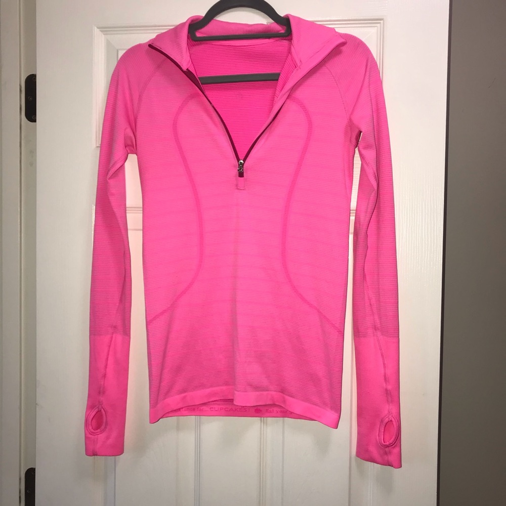 neon pink lululemon swiftly tech 1/4 zip